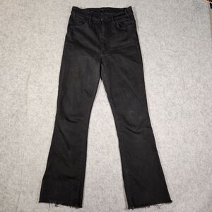 Mother The Hustler Ankle Fray Womens Black High Rise Raw Hem Jeans Size 26 READ